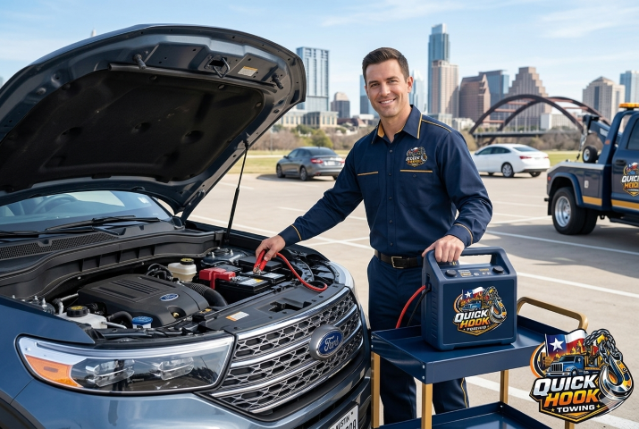 Roadside battery jumpstart service in Austin TX
