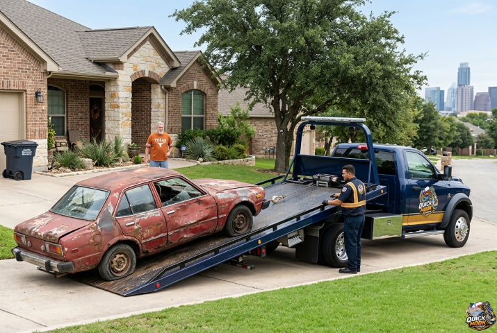 Junk car being picked up for cash in Austin TX